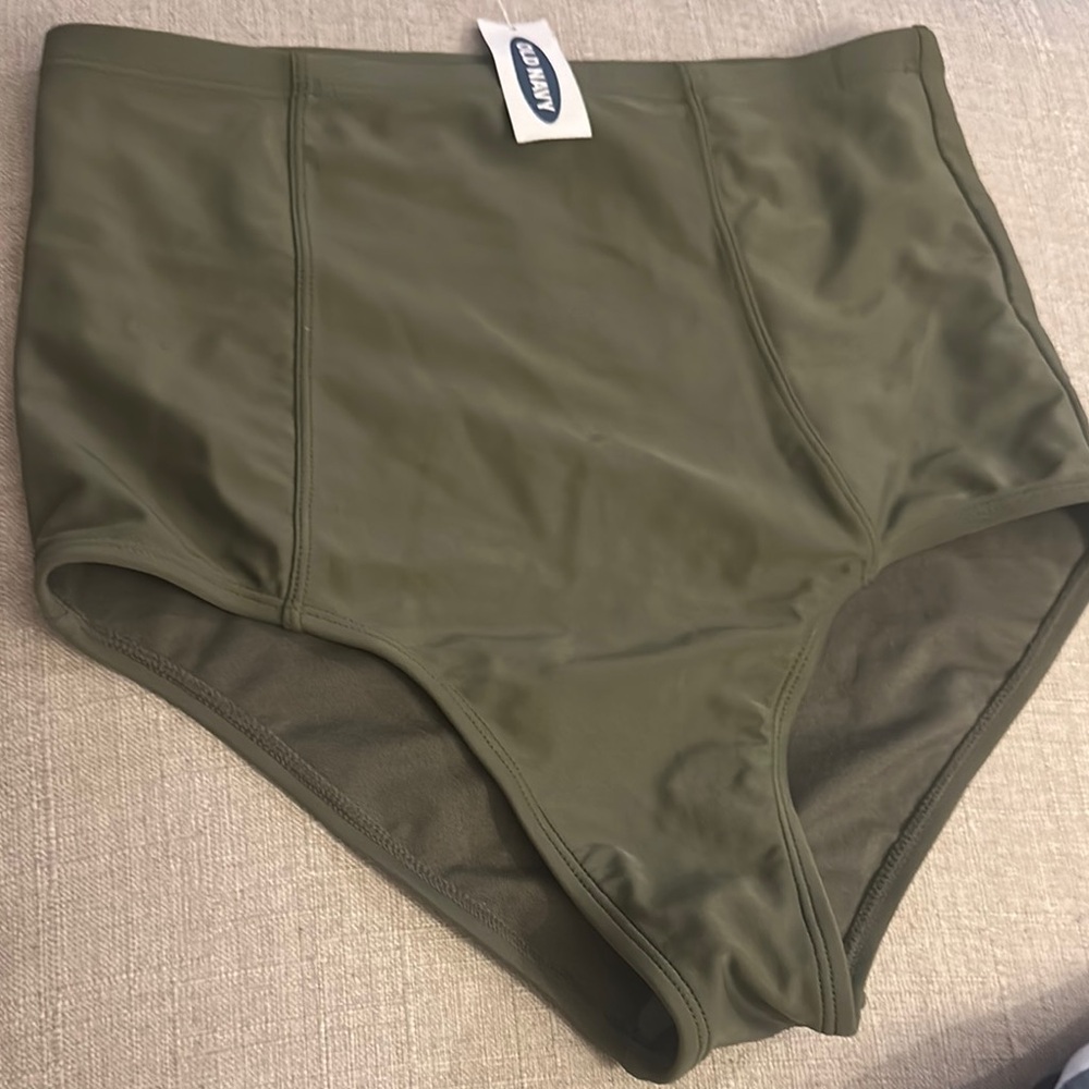 Old Navy Olive Green High-Waisted Swim Bottom